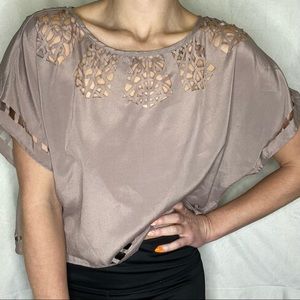 Lush Blush Flowy Crop Top with Perforated Detail